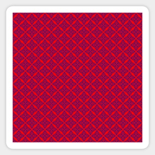 Blue Tile Pattern Red background Sticker